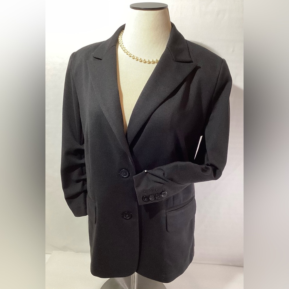 Michael Kors Woman’s Jacket Size L Color Black Ruffled Sleeves Buttons